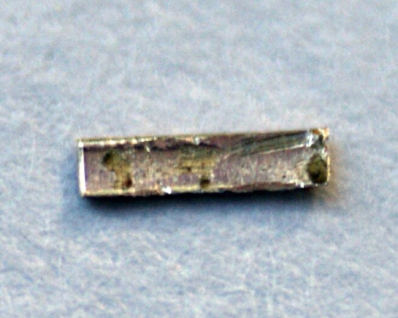 Radium — Radium electroplated on a very small sample of copper foil and covered with polyurethane to prevent reaction with the air
