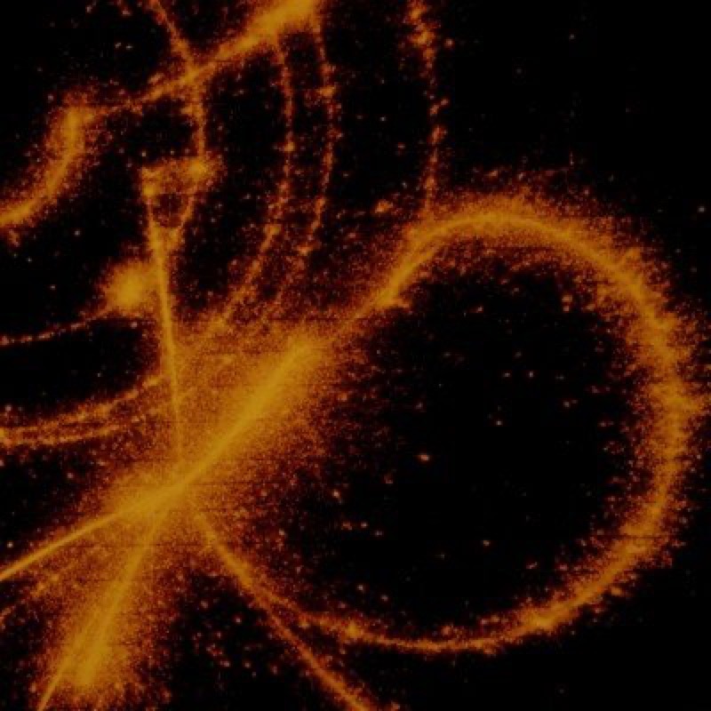 Rutherfordium — Decay traces in a spark chamber, not of rutherfordium, but of a pion. This is a completely different, unrelated particle, but the decay of rutherfordium would make streaks there, too.